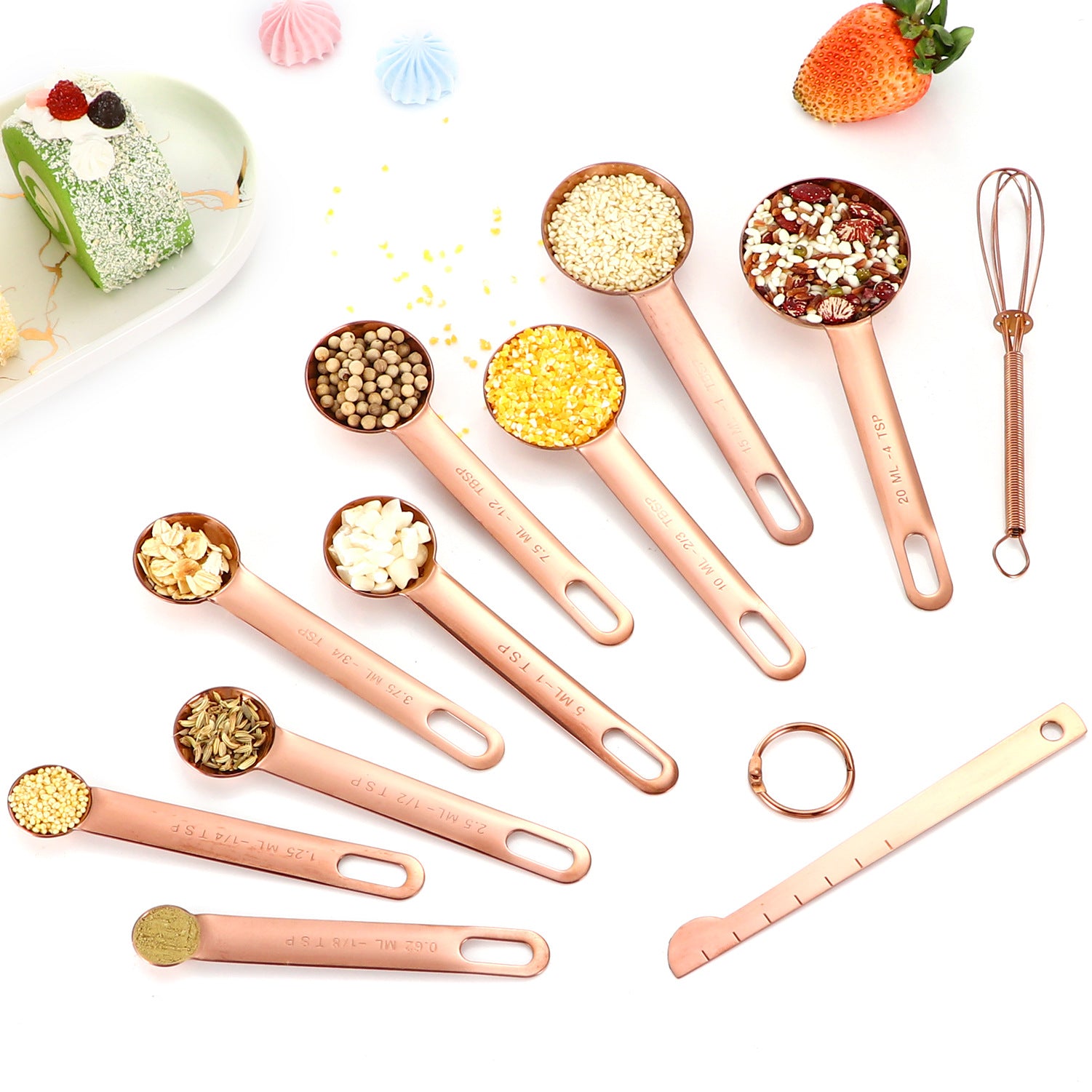 In-Stock Stainless Steel Measuring Spoons and Cups Set Baking Measuring Spoons Measuring Cups with Scale Multi-Purpose Spoons