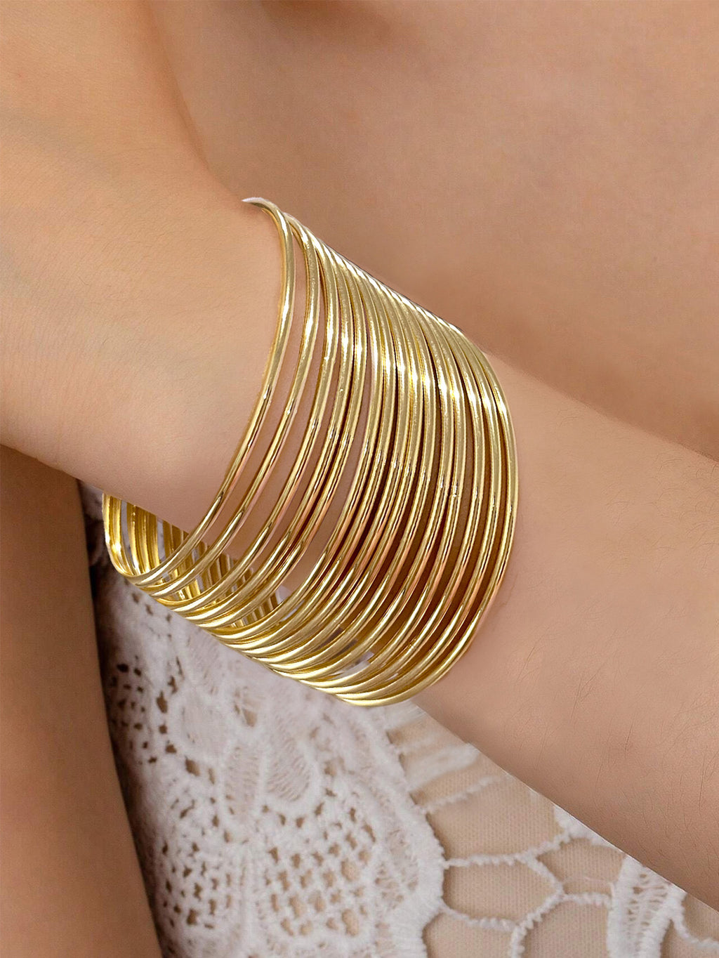 European and American Cross-Border Supply Glossy Geometric Bracelets Thin Bangle Set Stackable Hand Jewelry Niche Fashion Personality Women's Accessories