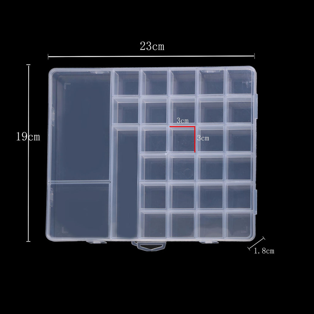 Fixed 24 grid transparent storage box with card slot pp plastic box nail nail box DIY storage box wax grain goo card box
