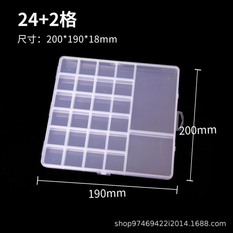 Fixed 24 grid transparent storage box with card slot pp plastic box nail nail box DIY storage box wax grain goo card box