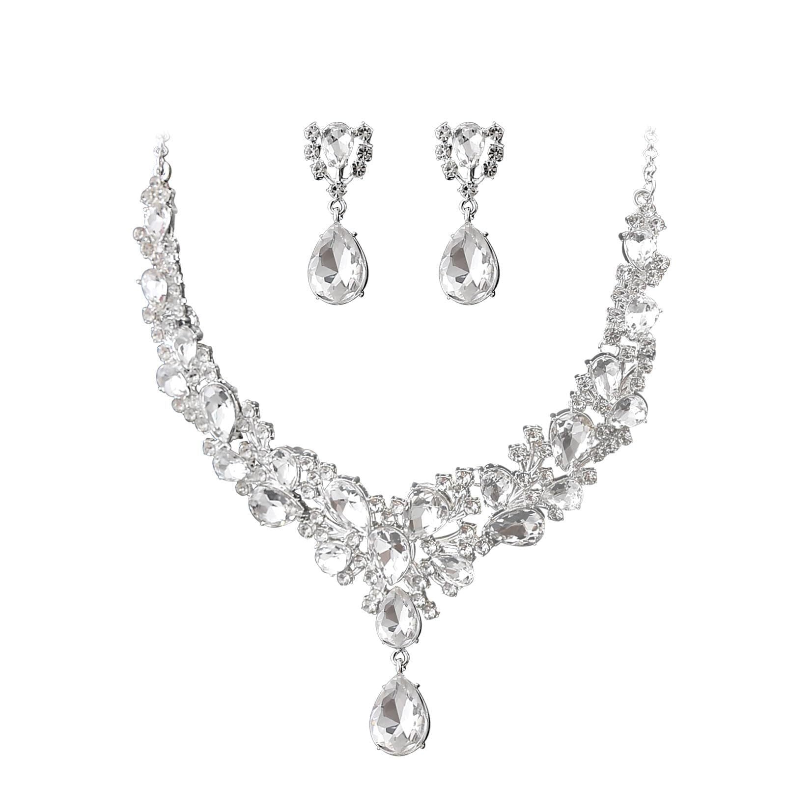 Jewelry Popular Exaggerated Bridal Necklace Bracelet Earrings Three-Piece High-End Crystal Banquet Jewelry Set
