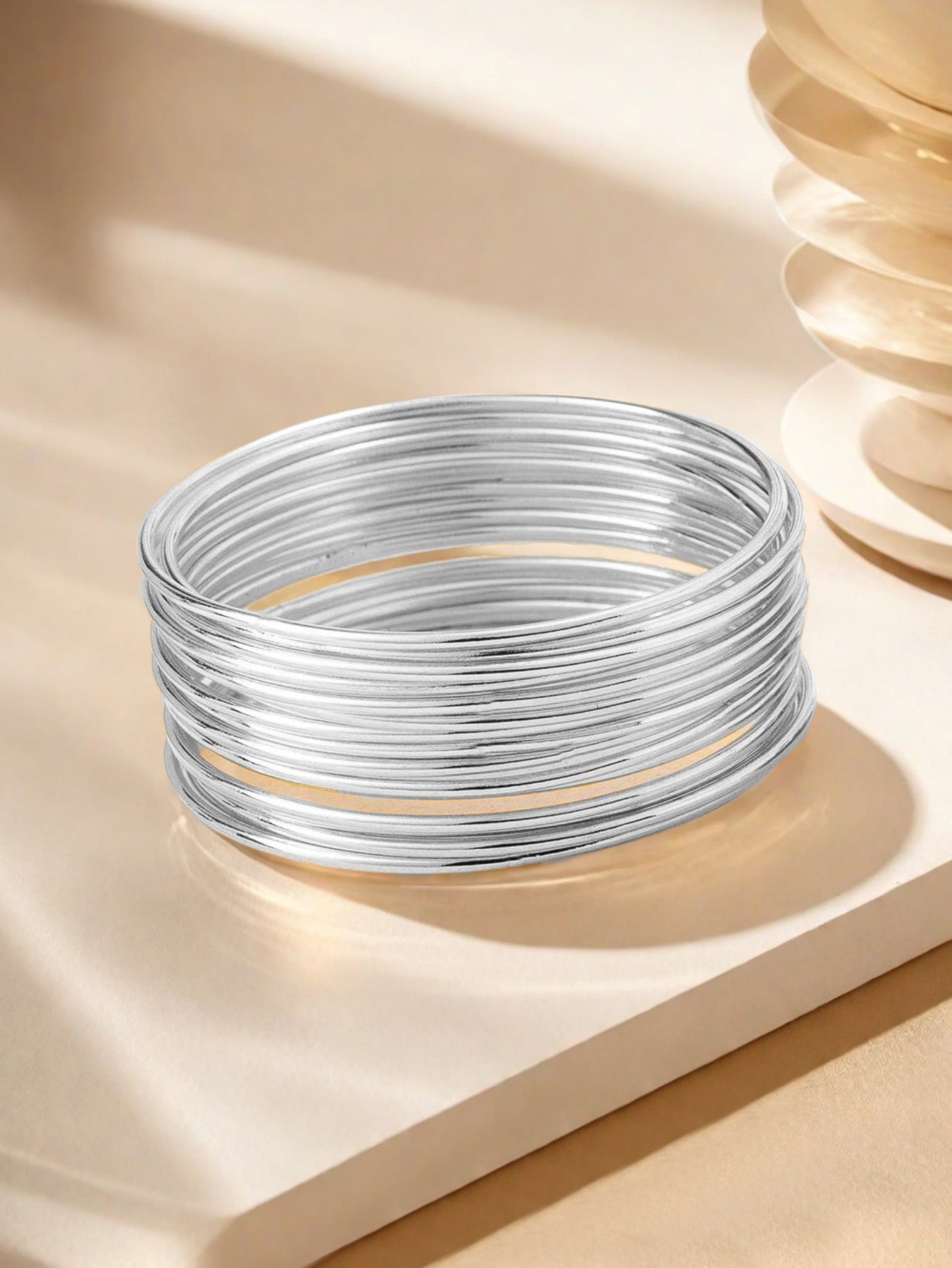 European and American Cross-Border Supply Glossy Geometric Bracelets Thin Bangle Set Stackable Hand Jewelry Niche Fashion Personality Women's Accessories