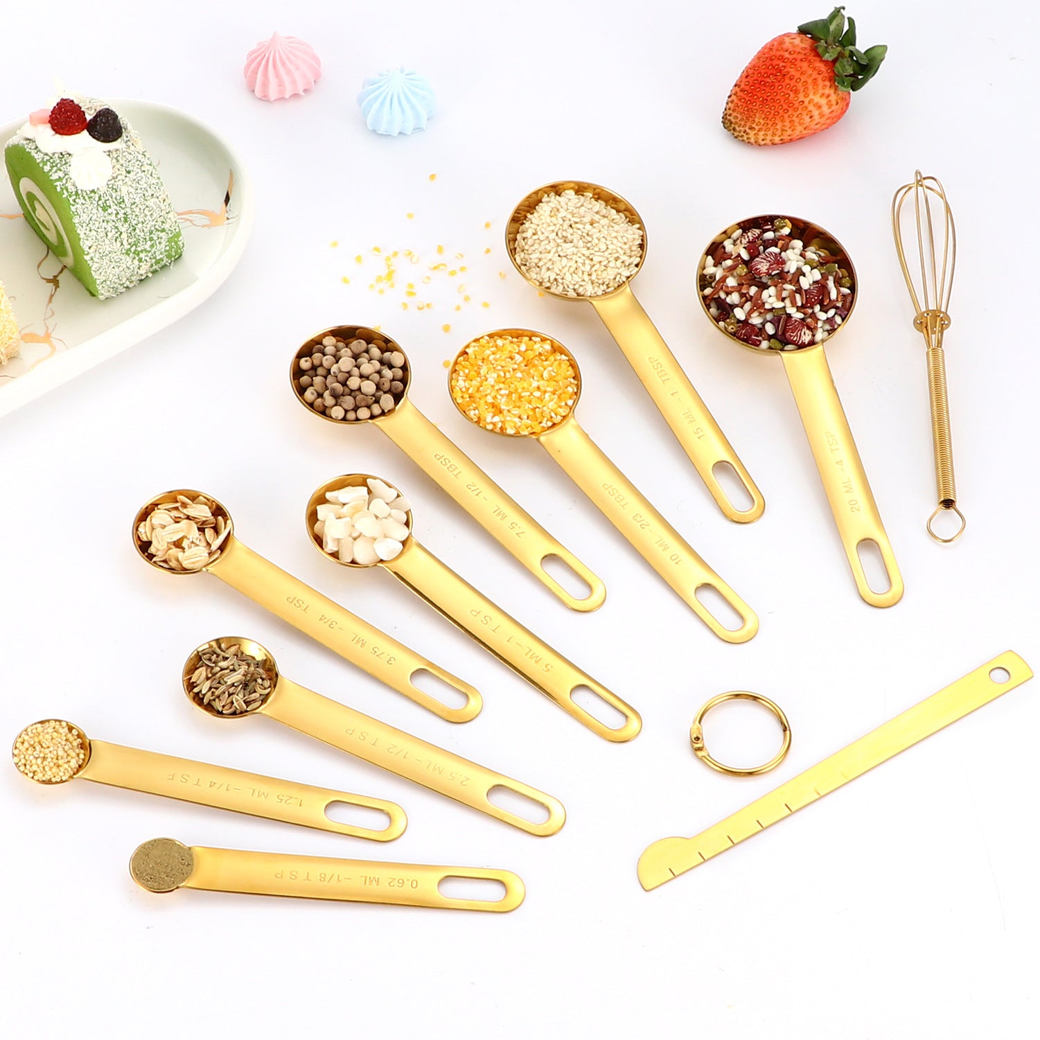 In-Stock Stainless Steel Measuring Spoons and Cups Set Baking Measuring Spoons Measuring Cups with Scale Multi-Purpose Spoons