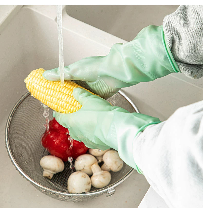 Dishwashing Gloves for Housework, Household Cleaning, Pvc Rubber, Kitchen-Specific, Thickened, Waterproof