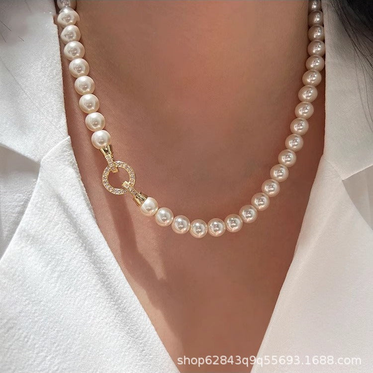 Imitation Pearl Crystal Pearl Necklace for Women, Light Luxury and High-End Feel, 2025 New Popular Spring and Summer Sweater Chain