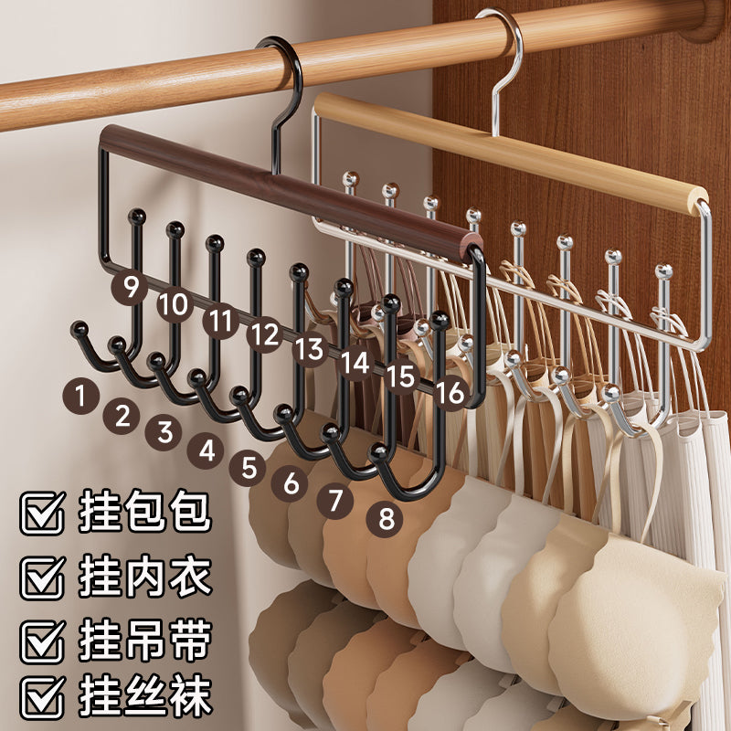 Multifunctional Hanger for Underwear and Vests, Dormitory Storage Solution, Household Solid Wood Hook, Wave-Shaped Clothes Hanger Wholesale