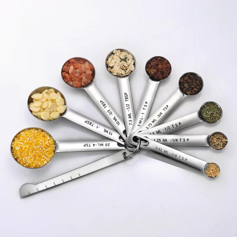 In-Stock Stainless Steel Measuring Spoons and Cups Set Baking Measuring Spoons Measuring Cups with Scale Multi-Purpose Spoons