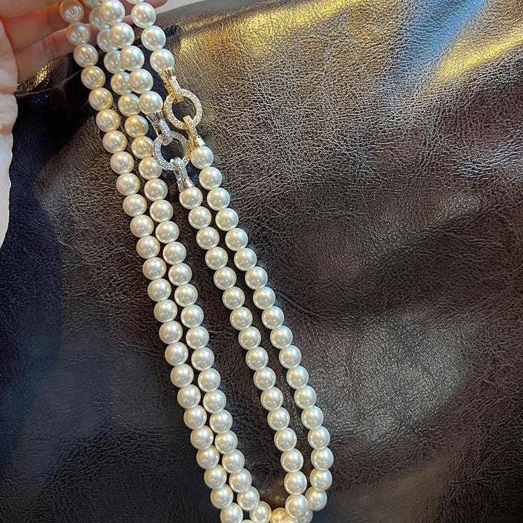 Imitation Pearl Crystal Pearl Necklace for Women, Light Luxury and High-End Feel, 2025 New Popular Spring and Summer Sweater Chain