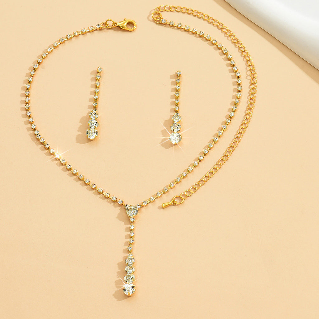 Factory Direct Approval Fashion Wedding Wedding Photography Accessories Earrings Necklace Bracelet Set Combination Multiple Choice