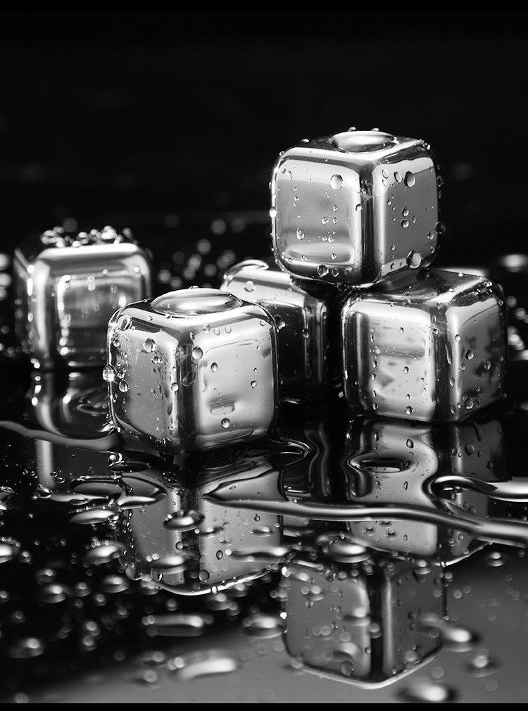 Cross-Border Commercial 304 Stainless Steel Ice Cubes Food Grade Quick-Frozen Ice Tartar Set Whiskey Iced Weishi Ice Cubes