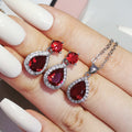 Foreign trade e-commerce Dubai jewelry water drop pear-shaped earrings necklace colorful zircon ear two-piece e5620 x711