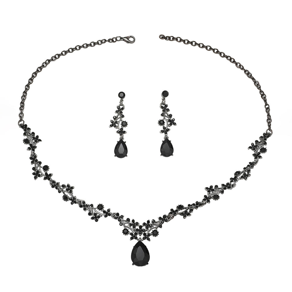 Jewelry Set Chain Crystal Diamond Gift Set Bridal Wedding Necklace Earrings Two-Piece Set Factory Direct Sale