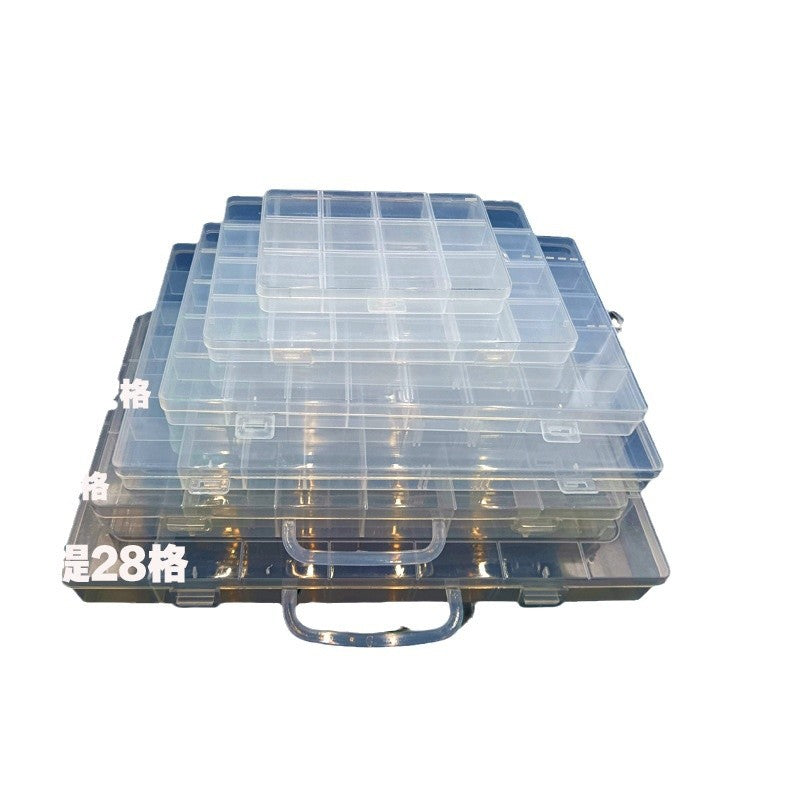 Fixed 24 grid transparent storage box with card slot pp plastic box nail nail box DIY storage box wax grain goo card box