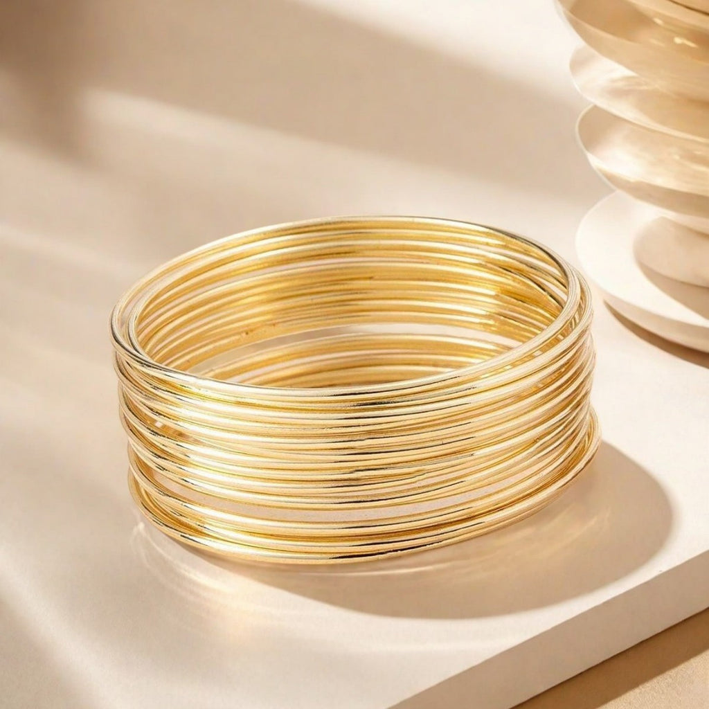 European and American Cross-Border Supply Glossy Geometric Bracelets Thin Bangle Set Stackable Hand Jewelry Niche Fashion Personality Women's Accessories