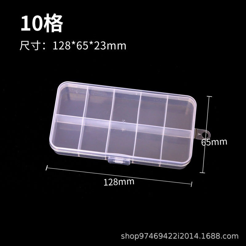 Fixed 24 grid transparent storage box with card slot pp plastic box nail nail box DIY storage box wax grain goo card box