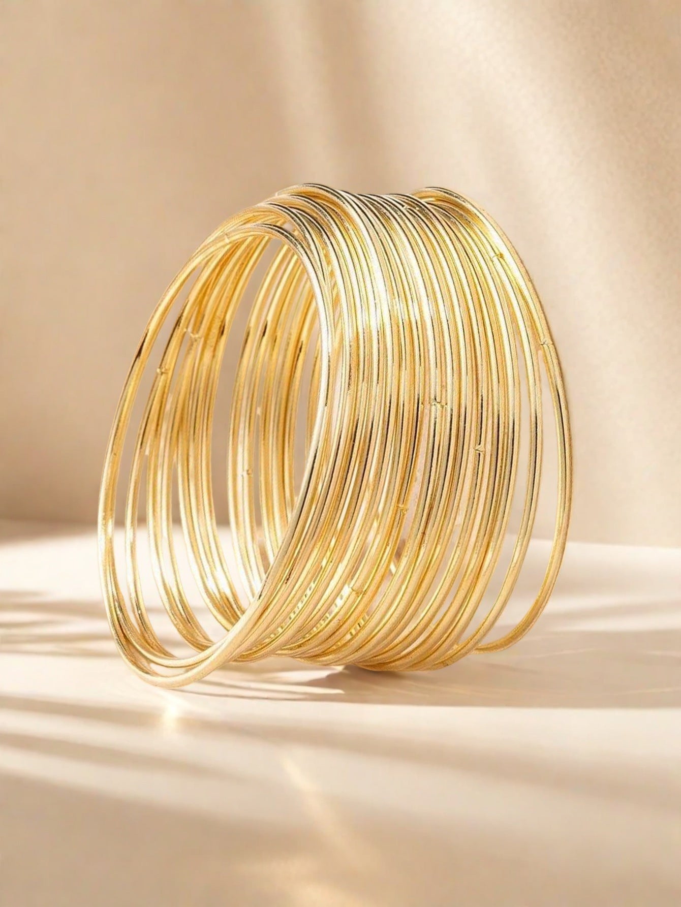 European and American Cross-Border Supply Glossy Geometric Bracelets Thin Bangle Set Stackable Hand Jewelry Niche Fashion Personality Women's Accessories