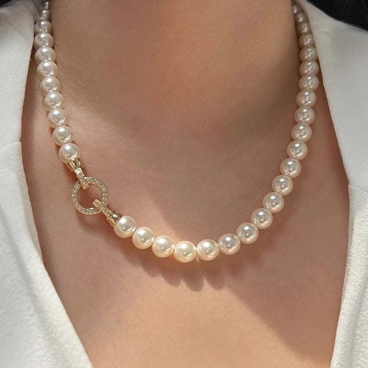 Imitation Pearl Crystal Pearl Necklace for Women, Light Luxury and High-End Feel, 2025 New Popular Spring and Summer Sweater Chain