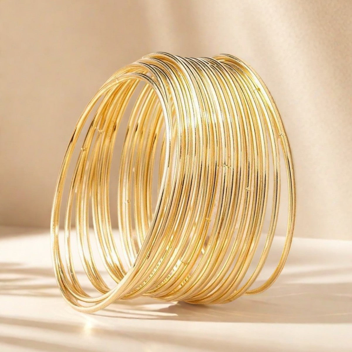 European and American Cross-Border Supply Glossy Geometric Bracelets Thin Bangle Set Stackable Hand Jewelry Niche Fashion Personality Women's Accessories
