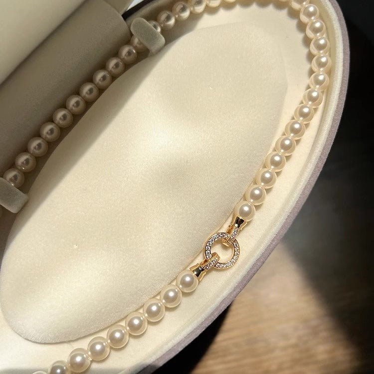 Imitation Pearl Crystal Pearl Necklace for Women, Light Luxury and High-End Feel, 2025 New Popular Spring and Summer Sweater Chain