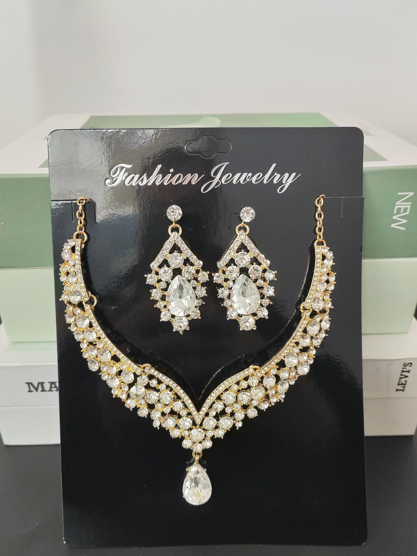 Cross-Border Jewelry Set Red Necklace Earrings Two-Piece Wedding Dress Accessories European and American Elegant Suit for Women