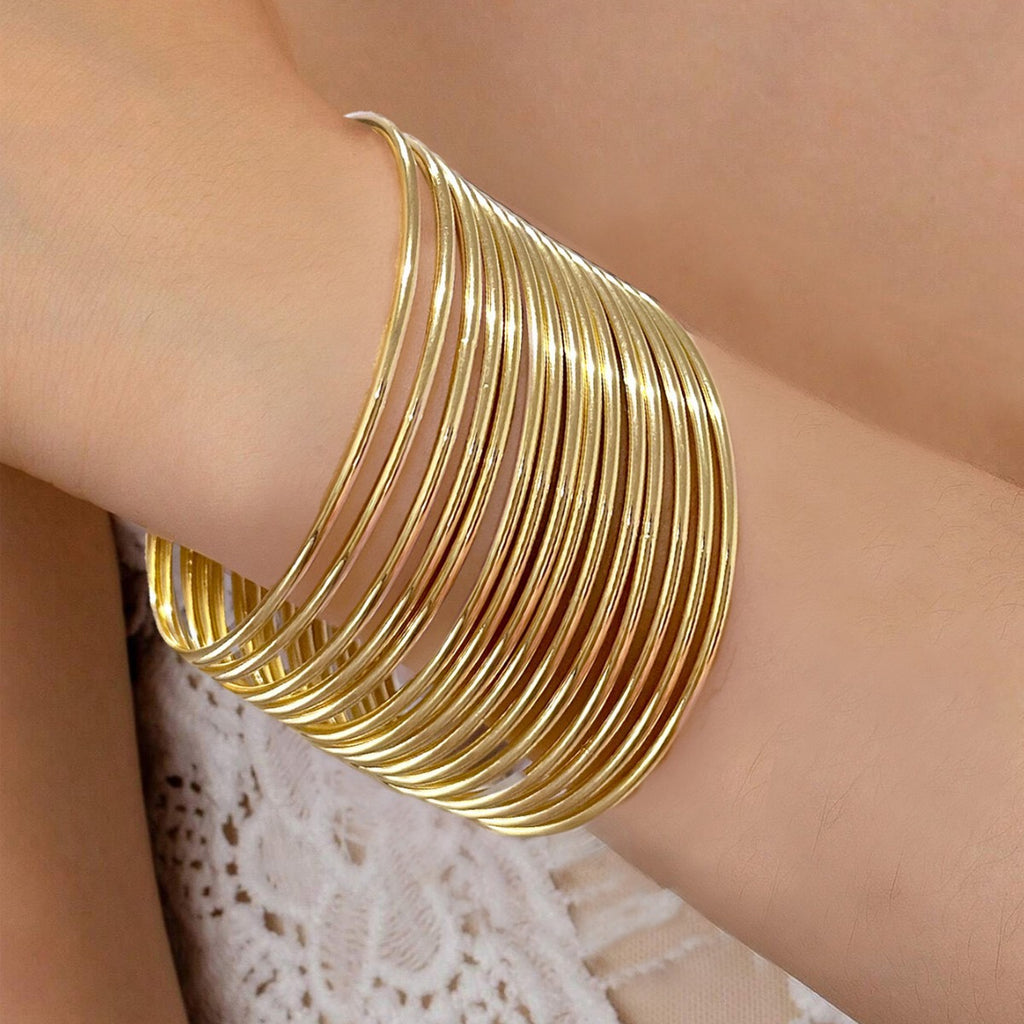European and American Cross-Border Supply Glossy Geometric Bracelets Thin Bangle Set Stackable Hand Jewelry Niche Fashion Personality Women's Accessories