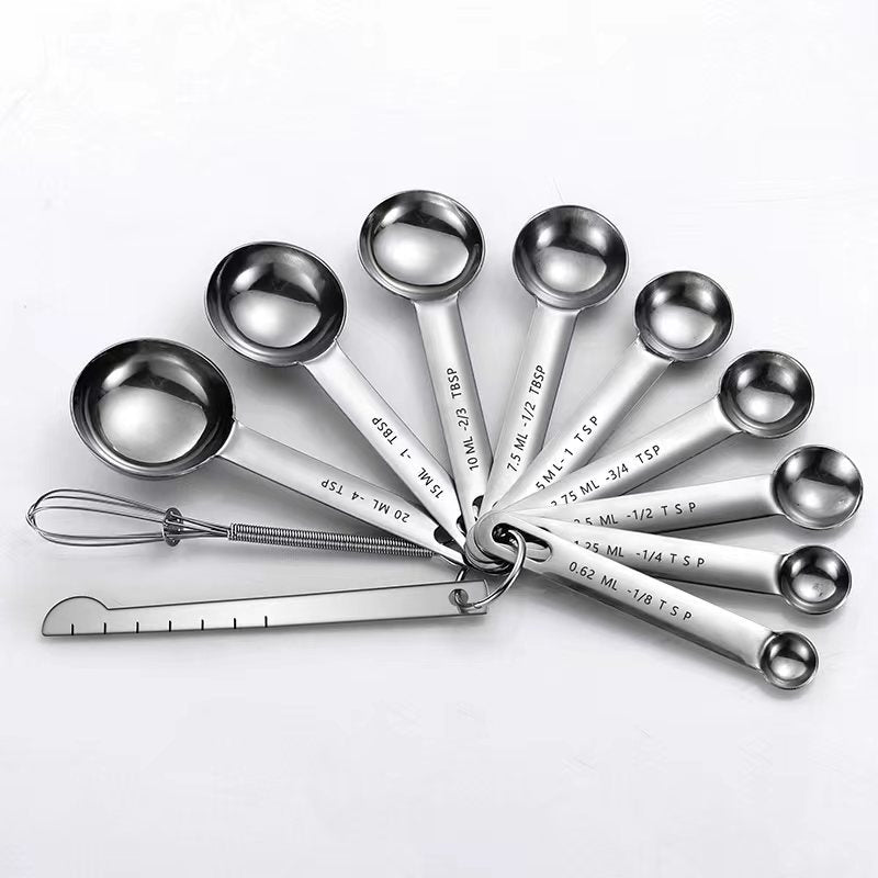 In-Stock Stainless Steel Measuring Spoons and Cups Set Baking Measuring Spoons Measuring Cups with Scale Multi-Purpose Spoons