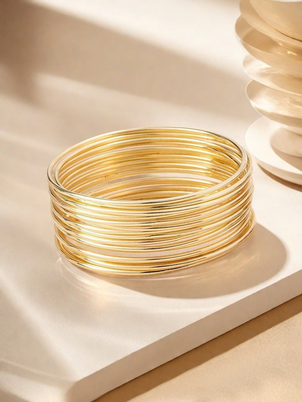 European and American Cross-Border Supply Glossy Geometric Bracelets Thin Bangle Set Stackable Hand Jewelry Niche Fashion Personality Women's Accessories