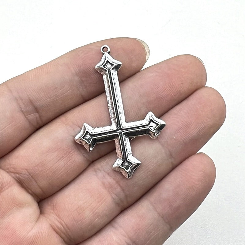 Cross-border Hot Jewelry DIY Accessories Inverted Hanging Cross Accessories Oil Dropping Red Necklace Cross Pendant Alloy Matching
