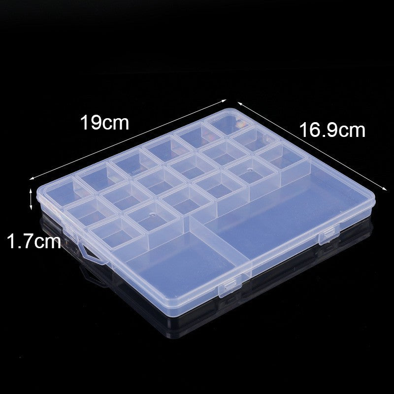 Fixed 24 grid transparent storage box with card slot pp plastic box nail nail box DIY storage box wax grain goo card box