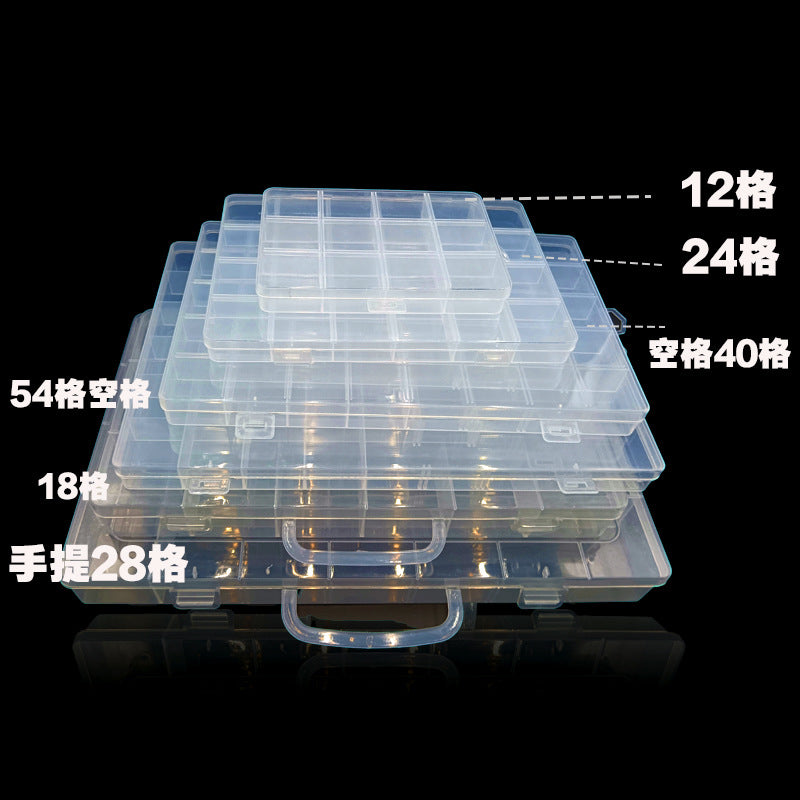 Fixed 24 grid transparent storage box with card slot pp plastic box nail nail box DIY storage box wax grain goo card box