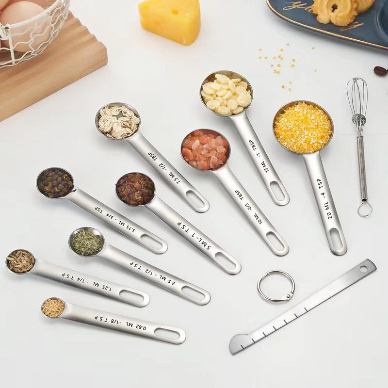 In-Stock Stainless Steel Measuring Spoons and Cups Set Baking Measuring Spoons Measuring Cups with Scale Multi-Purpose Spoons