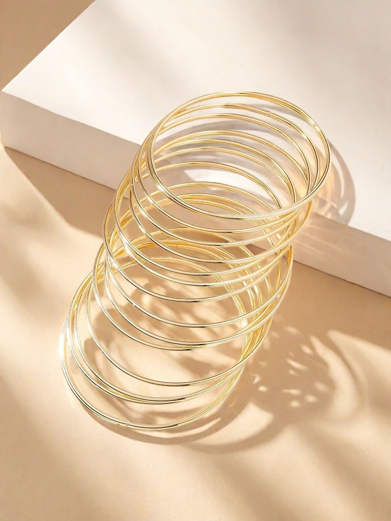 European and American Cross-Border Supply Glossy Geometric Bracelets Thin Bangle Set Stackable Hand Jewelry Niche Fashion Personality Women's Accessories