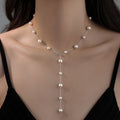 Gypsophila Pearl Necklace Women's 925 Silver Titanium Steel Perfect Round Light Luxury Niche High-End Clavicle Chain Sweater Chain